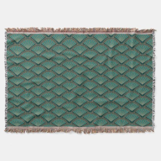 Art Deco stijlpatroon in blauwgroen groene kleur Deken (Voorkant)
