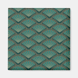 Art Deco stijlpatroon in blauwgroen groene kleur Magneet