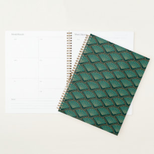 Art Deco stijlpatroon in blauwgroen groene kleur Planner