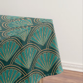 Art Deco stijlpatroon in blauwgroen groene kleur Tafelkleed (Voorbeeld)