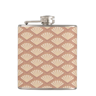 Art Deco stijlpatroon in roos kleur Heupfles