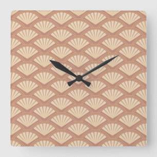 Art Deco stijlpatroon in roos kleur Vierkante Klok