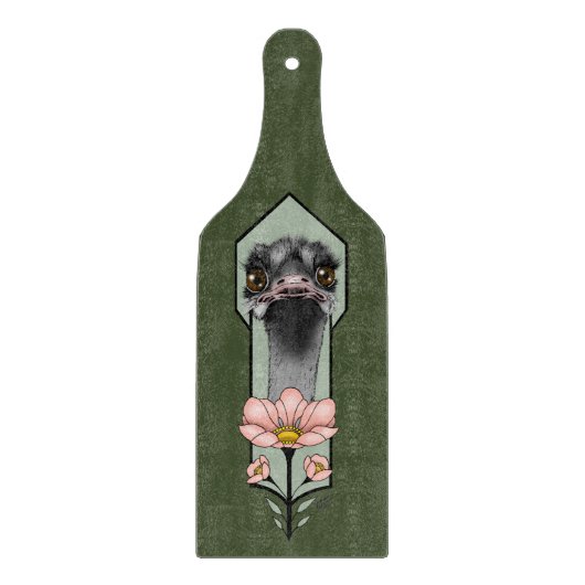 Art Deco struisvogel bloemen groen Snijplank (Voorkant)