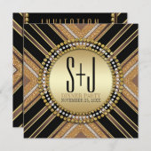 Art Déco Style Black Gold Dinner Party Invitation (Devant / Derrière)