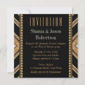 Art Déco Style Black Gold Dinner Party Invitation (Dos)