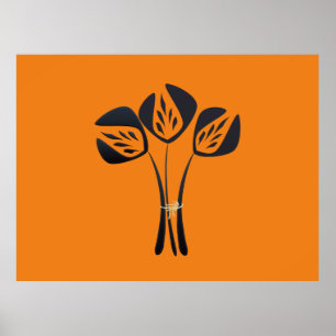 Art Deco Style Bouquet Red Poster