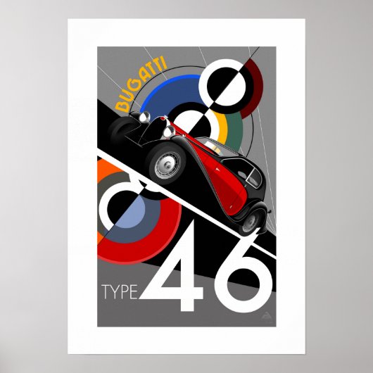 Art Deco Style Buggatti Poster (Voorkant)