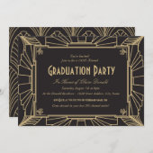 Art Deco Style Graduation Party Uitnodiging (Voorkant / Achterkant)