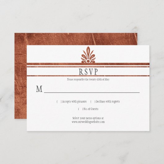 Art Deco Style Koper Glitter RSVP | (Voorkant / Achterkant)