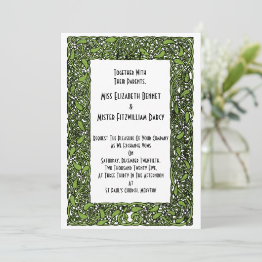 Art Deco Style Mistletoe Kerstwinter Kaart (Staand voorkant)