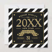 Art Déco Style Noir et Nouvel An Fête Invitation (Devant)