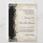 Art Deco Style Peacock Black n Cream Lace Kaart (Achterkant)