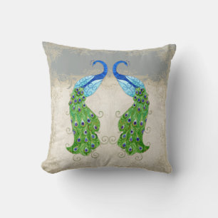 Art Deco Style Peacock Grey  Lace Kussen