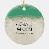 Art Deco Style Peacock Jade Groen kant Keramisch Ornament (Achterkant)