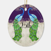 Art Deco Style Peacock Lace Dark Paars Keramisch Ornament (Links)