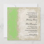 Art Deco Style Peacock Lime Green Lace Save The Date (Achterkant)