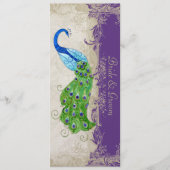 Art Deco Style Peacock Paars in Cream Lace Menu (Voorkant)