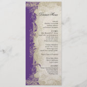 Art Deco Style Peacock Paars in Cream Lace Menu (Achterkant)