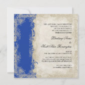 Art Deco Style Peacock Royal Blue Lace Kaart (Achterkant)