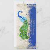 Art Deco Style Peacock Royal Blue Lace Kaart (Voorkant)