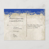 Art Deco Style Peacock Royal Blue Lace Uitnodiging Briefkaart (Achterkant)