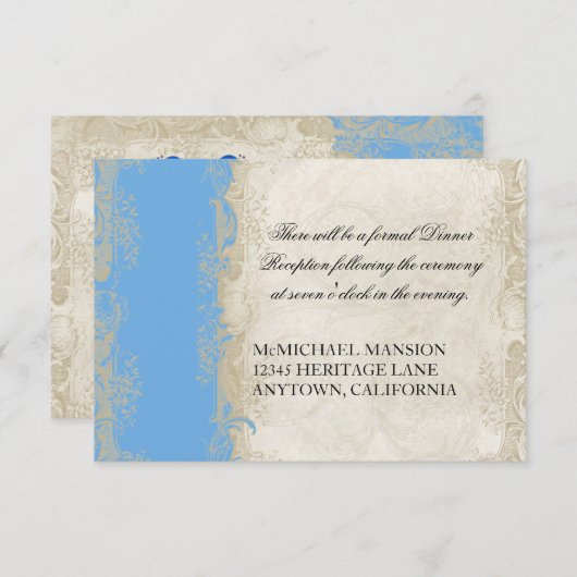 Art Deco Style Peacock Sky Blue Kaart (Voorkant / Achterkant)