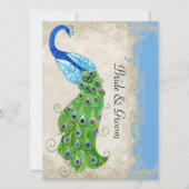 Art Deco Style Peacock Sky Blue Kaart (Voorkant)