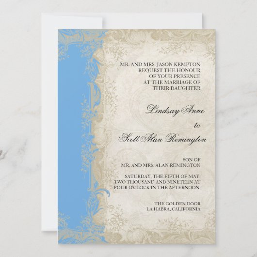 Art Deco Style Peacock Sky Blue Kaart (Achterkant)