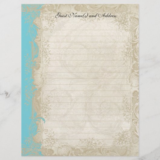 Art Deco Style Peacock Turquoise Lace Flyer (Voorkant)