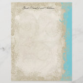 Art Deco Style Peacock Turquoise Lace Flyer (Achterkant)