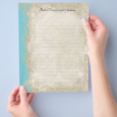 Art Deco Style Peacock Turquoise Lace Flyer (Hand)