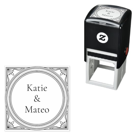 Art Deco Style Self-Inking Address Stamp Zelfinktende Stempel (In situ)