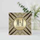 Art Déco Style Taupe Gold Dinner Party Invitation (Debout devant)