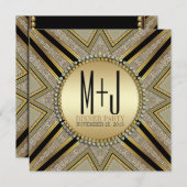 Art Deco Style Taupe Gold Dinner Party-uitnodiging Kaart (Voorkant / Achterkant)