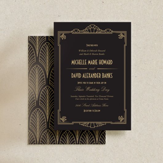 Art Deco Style Wedding Uitnodiging