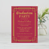 Art Déco Stylish Gold Border Invitation (Debout devant)