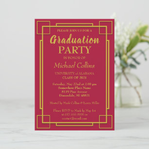 Art Déco Stylish Gold Border Invitation
