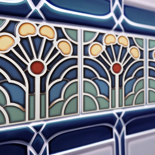 Art Deco Stylized Sunburst Tree Tile Tegeltje