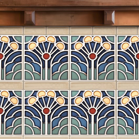 Art Deco Stylized Sunburst Tree Tile Tegeltje