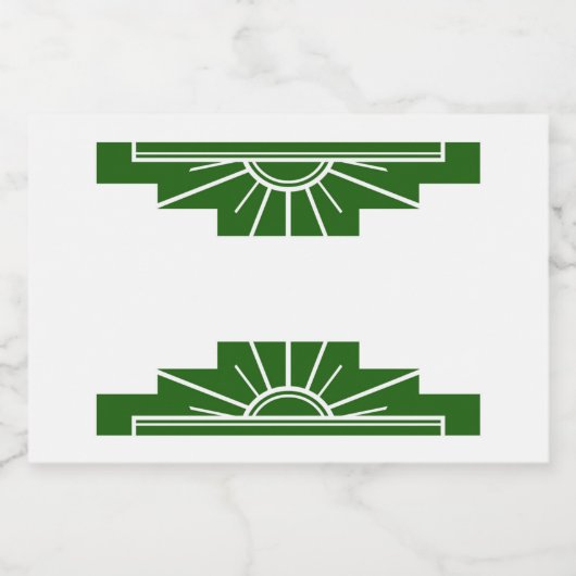 Art deco sun element in dark green voedselcontainer etiket (Enkel label)