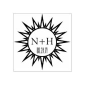 Art Deco Sunburst Chique Monogrammed Bruiloft Rubberstempel (Afrduk)