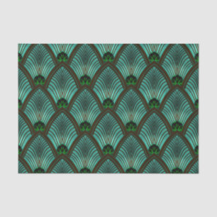 Art Deco Sunburst Fan in Metallic Green Tissuepapier