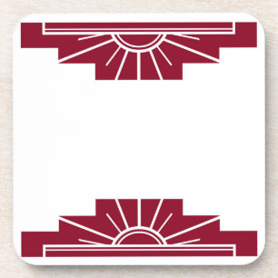 Art Deco Sunburst in Deep Ruby Bier Onderzetter