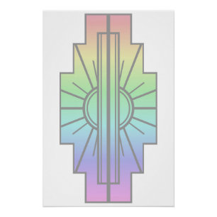 Art Deco Sunburst Pattern in Pastels Perfect Poster
