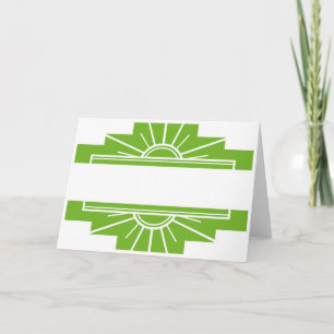 Art Deco Sunburst Pattern in White en Limoen Kaart