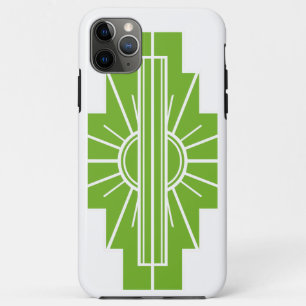 Art Deco Sunburst Pattern in White en Limoen-M iPhone 11 Pro Max Hoesje
