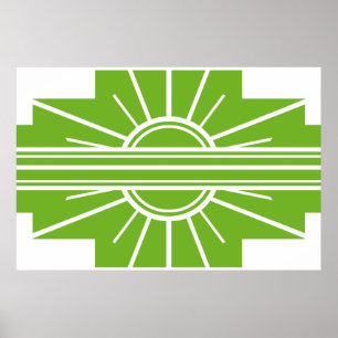 Art Deco Sunburst Pattern in White en Limoen Poster