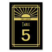 Art Deco Sunburst Tafelnummers Kaarten (Achterkant)