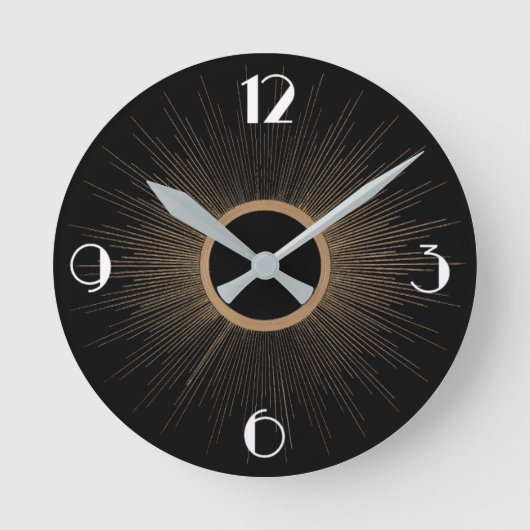 Art Deco Sunrays met nummers Ronde Klok (Voorkant)