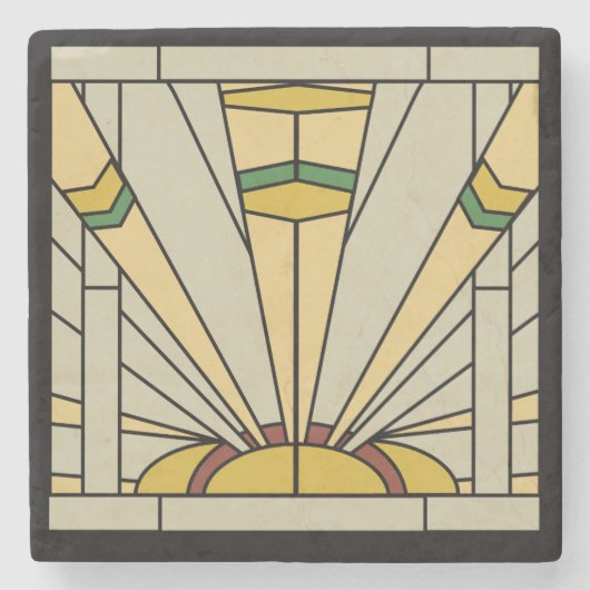 Art Deco Sunshine Stenen Onderzetter (Voorkant)